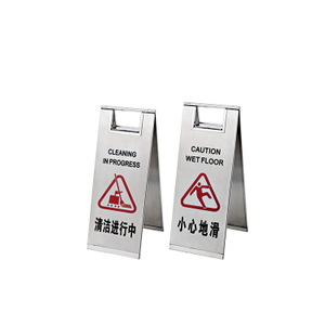 Stainless Steel Cleaning Sign Foldable Wet Floor Warning Signs