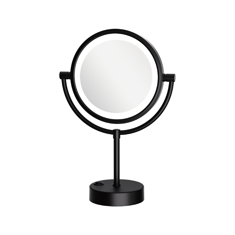 Hotel black round make up for mirror led light vanity folding magnifying mirror