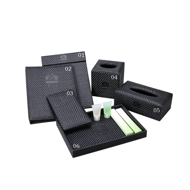Black Straw Mat Series Leatherette Holder for Hotel