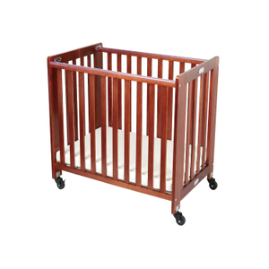 Luxury brown baby cot bed crib portable folding wood baby crib bed with wheels