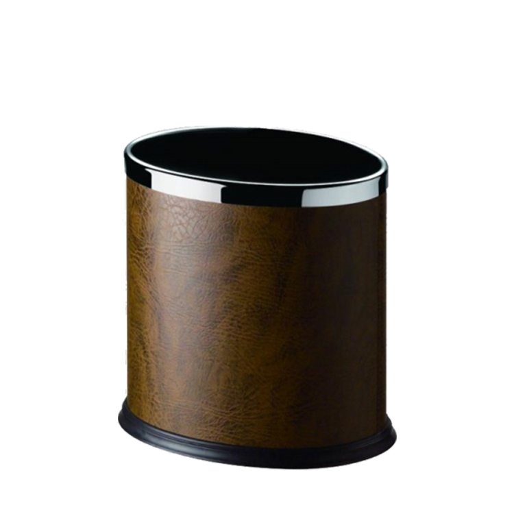 Brown Leatherette 10L Room Hotel Dustbin Can