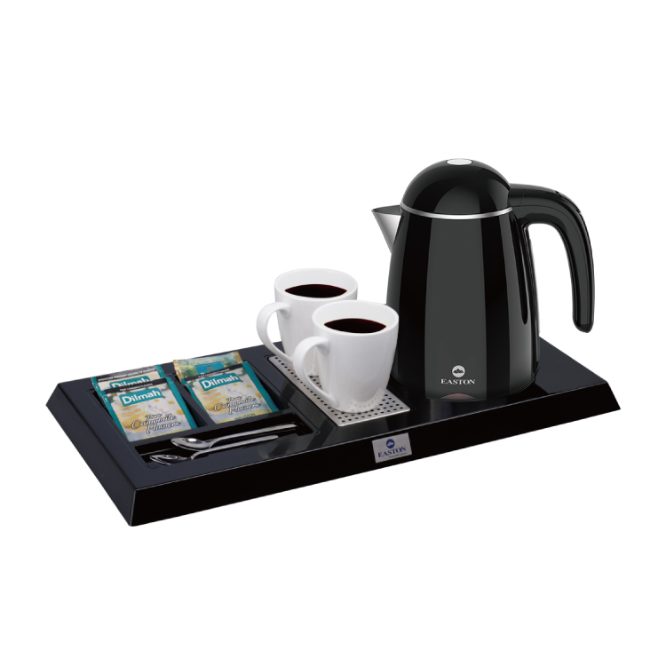 Cheap price hotel wood tray plus 1.0L boiling water electric kettle black