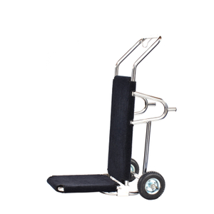 Hotel Stainless Steel Construction with Polished Finish Black Carpet Luggage Cart
